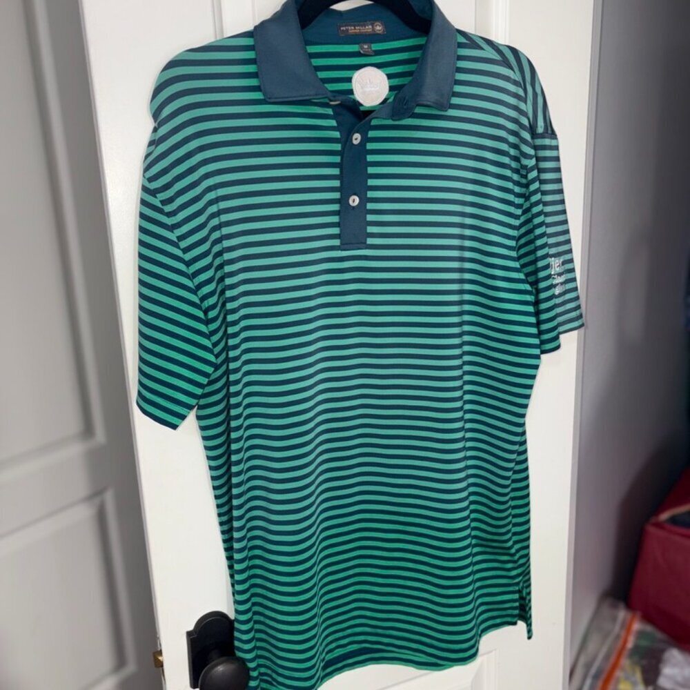 Men's Peter Millar Summer Comfort Green Stripe Ombre Short Sleeve Polo size M